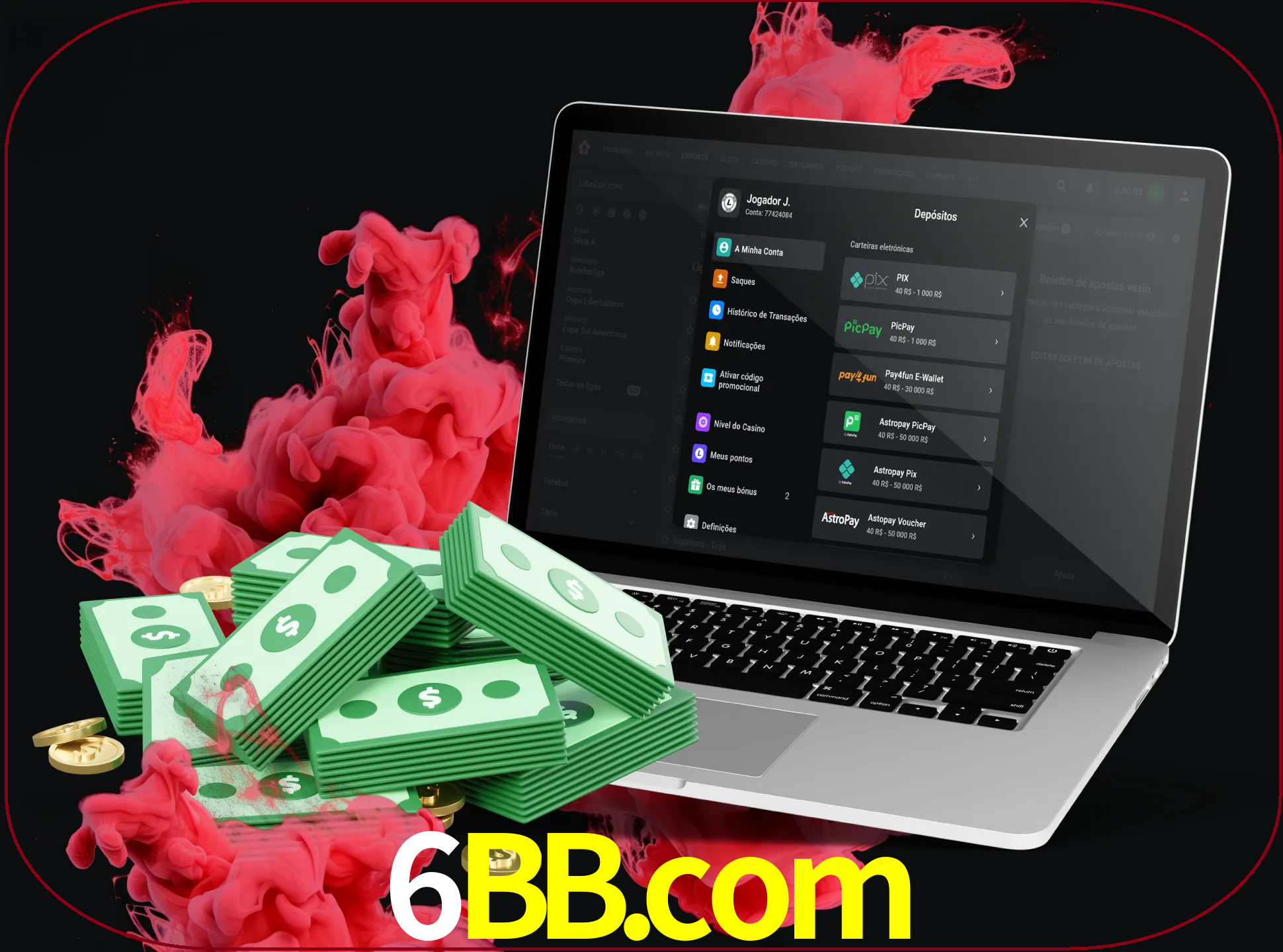 Para efetuar um depósito na sua conta 6bb, basta escolher o método de depósito e especificar o montante.