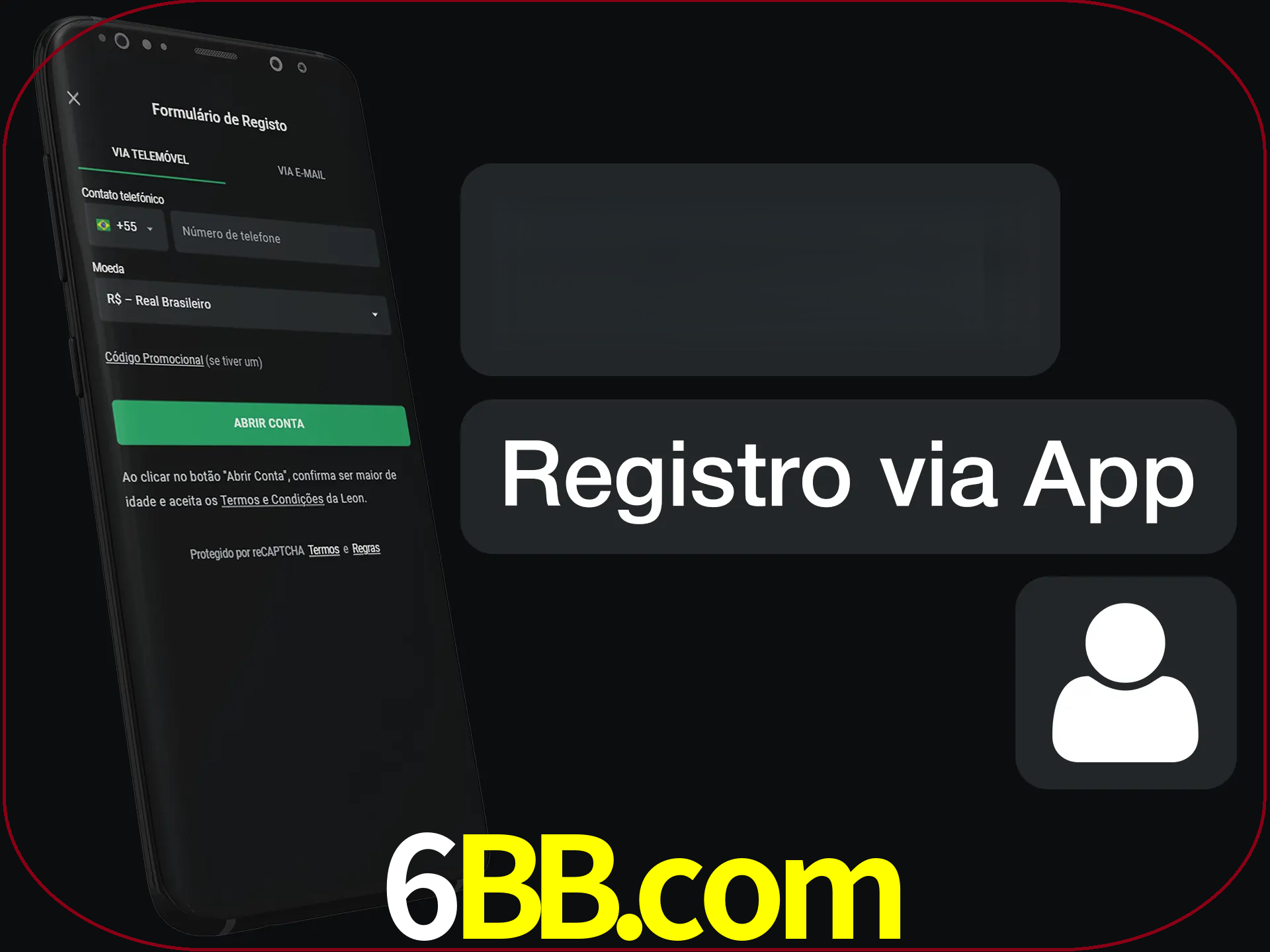 Registre-se com duas etapas usando o aplicativo.