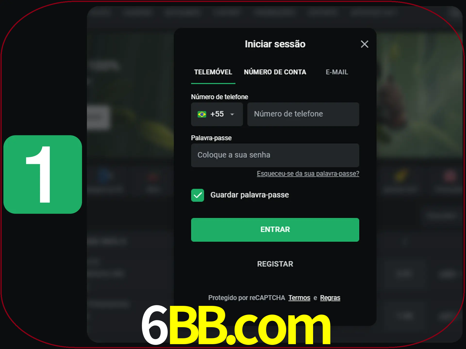 Clique no botão Entrar.